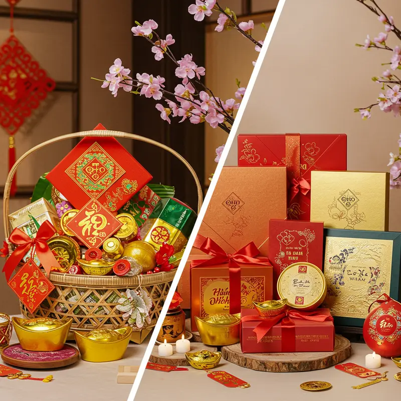 Không khí trao quà Tết ấm áp tại doanh nghiệp Việt Nam với quà truyền thống lẫn nhập khẩu.