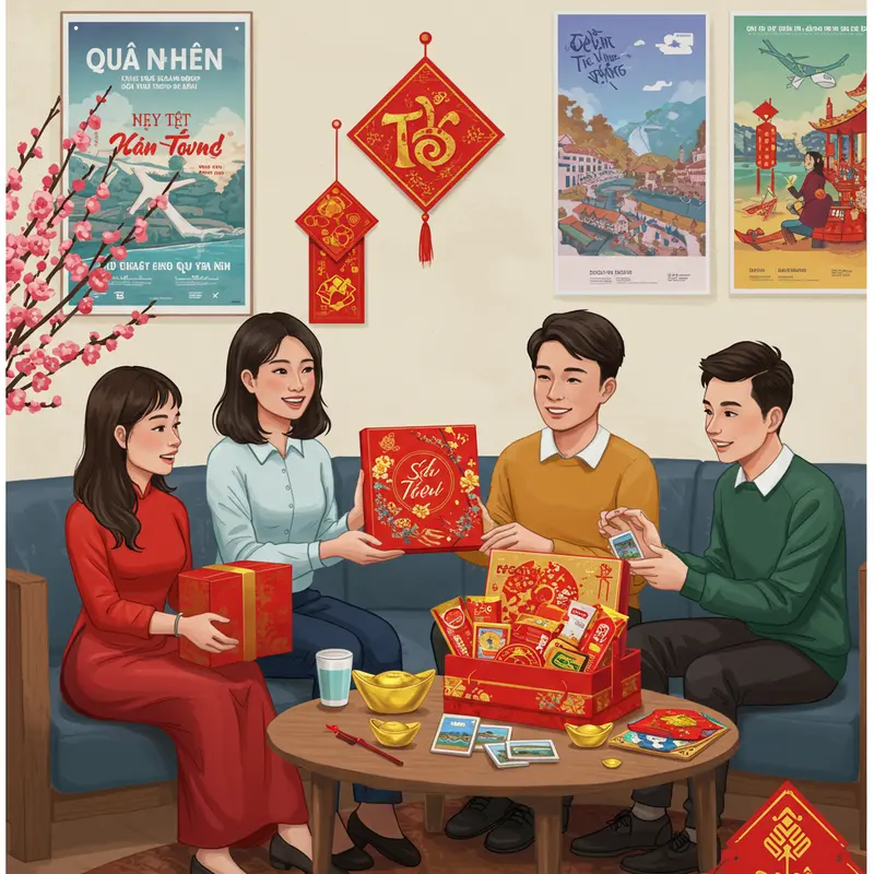 Không khí trao gửi quà Tết truyền thống tại doanh nghiệp du lịch.