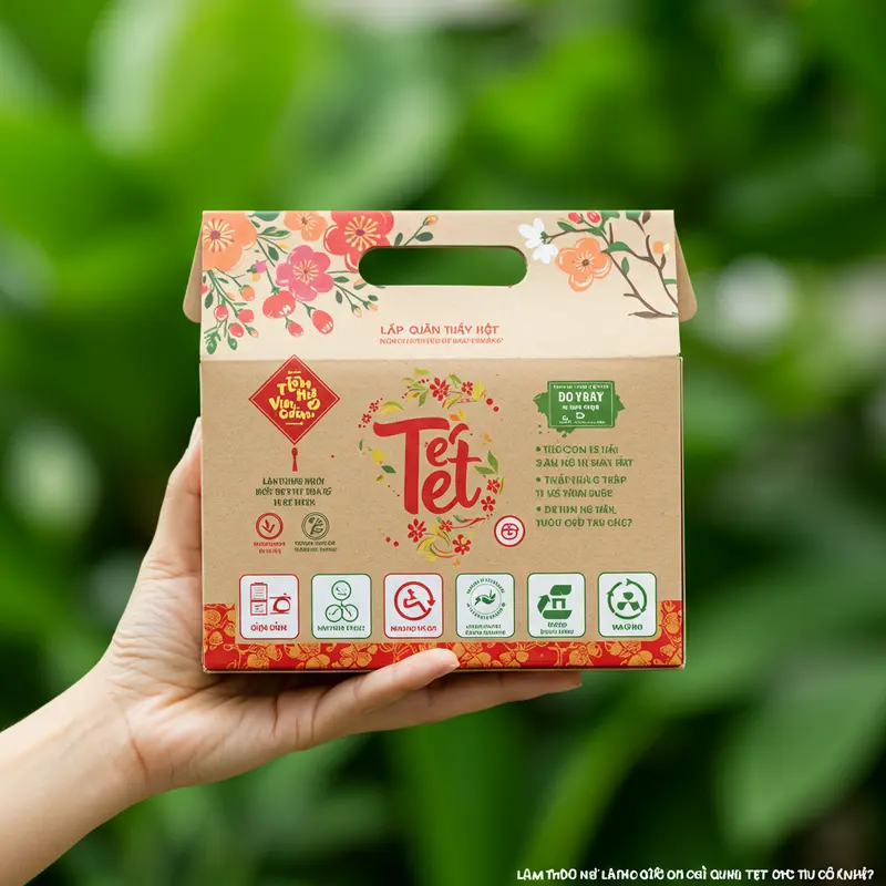 Hộp quà Tết hữu cơ với thiết kế thân thiện và thành phần tự nhiên.