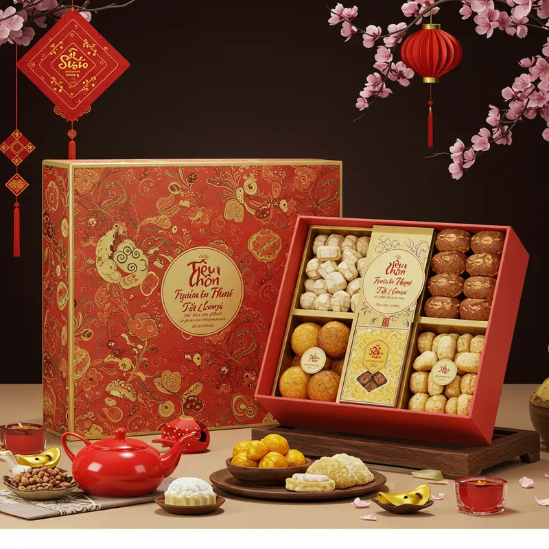 Hộp quà Tết sang trọng thể hiện giá trị tinh thần và gắn kết.