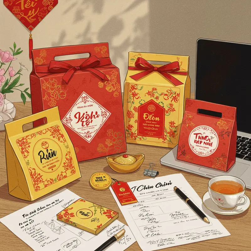 Bộ hộp quà Tết doanh nghiệp sang trọng, phù hợp nhiều đối tượng.