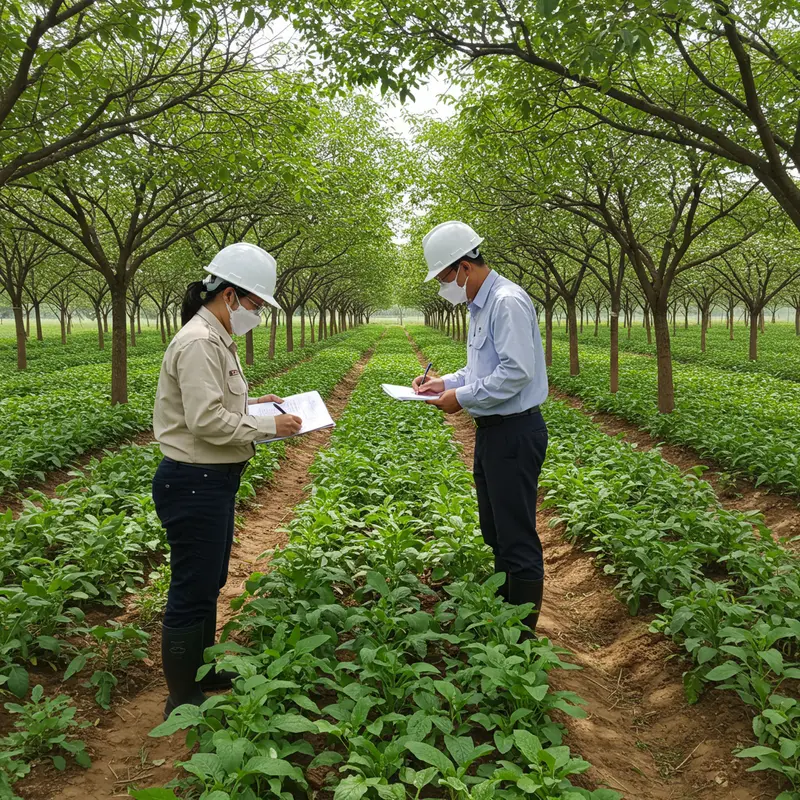 Hình ảnh tem chứng nhận hữu cơ USDA trên rau củ quả tươi.