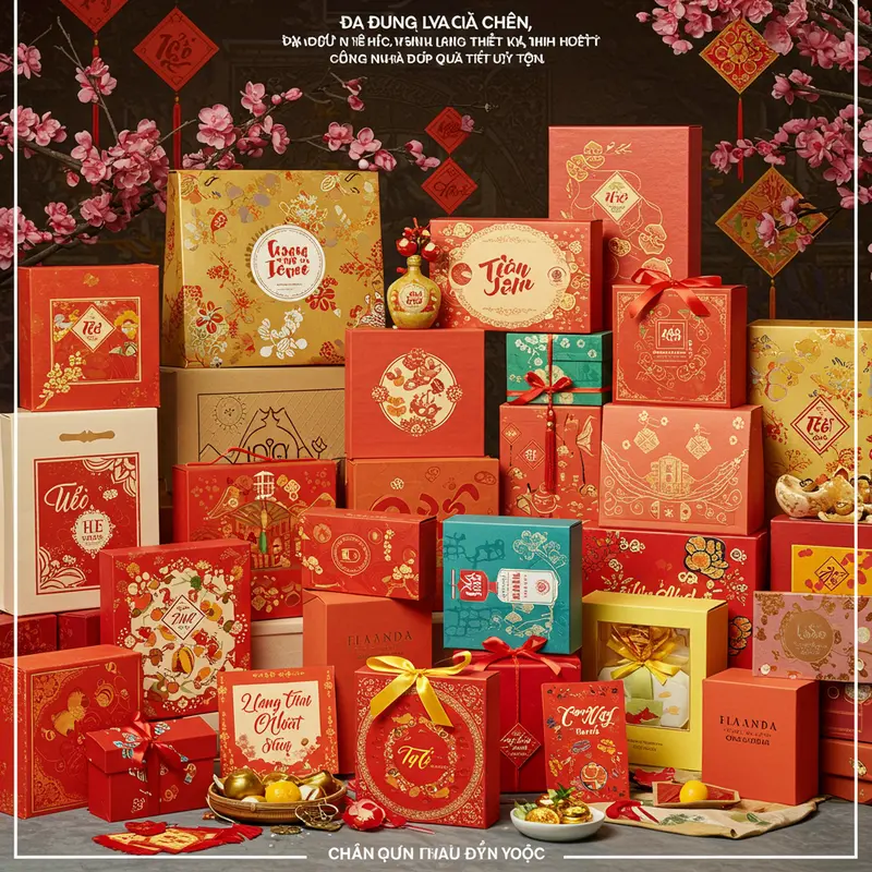 Hộp quà Tết cao cấp với giấy chứng nhận chất lượng rõ ràng.