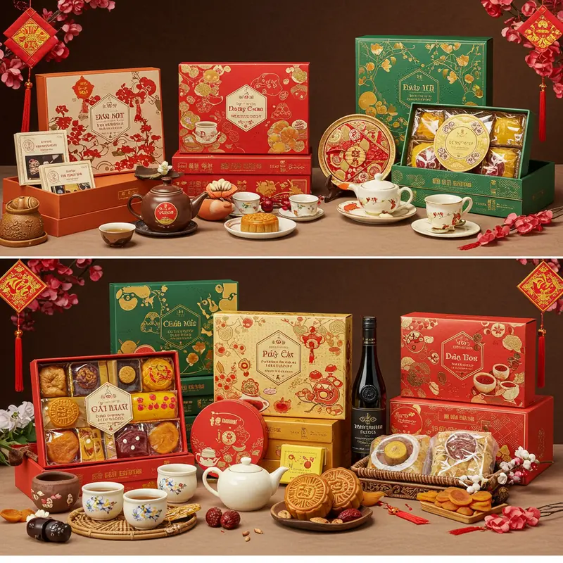 Hộp quà Tết cao cấp trình bày sang trọng, tạo ấn tượng đẳng cấp.