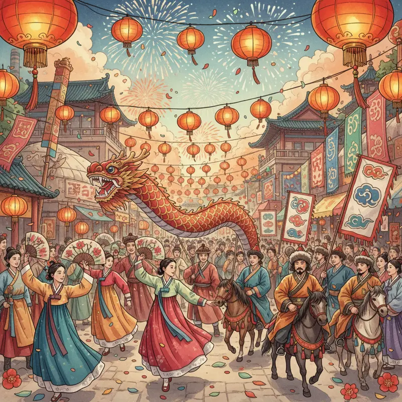 Gia đình hào hứng tại sân bay quốc tế với không khí Tết rộn ràng.