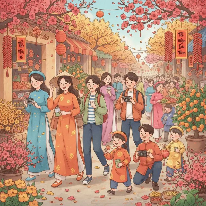 Không khí sum họp gia đình ấm áp vào dịp Tết Nguyên Đán.