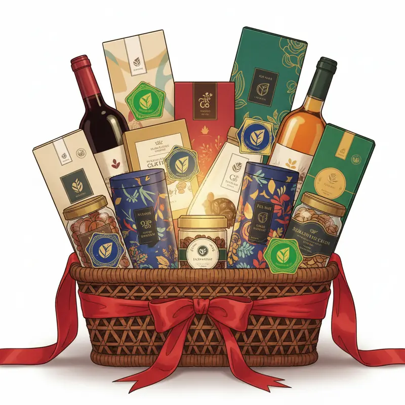 Trao giỏ quà Tết sang trọng trong khung cảnh sum vầy ấm áp.