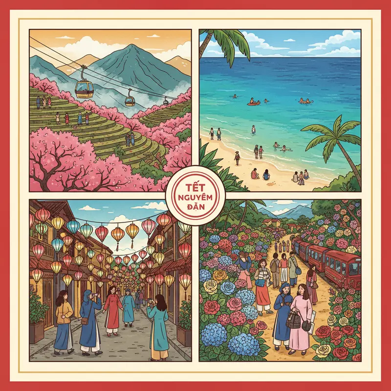 Không khí du lịch nhộn nhịp dịp Tết Nguyên Đán trên khắp Việt Nam.