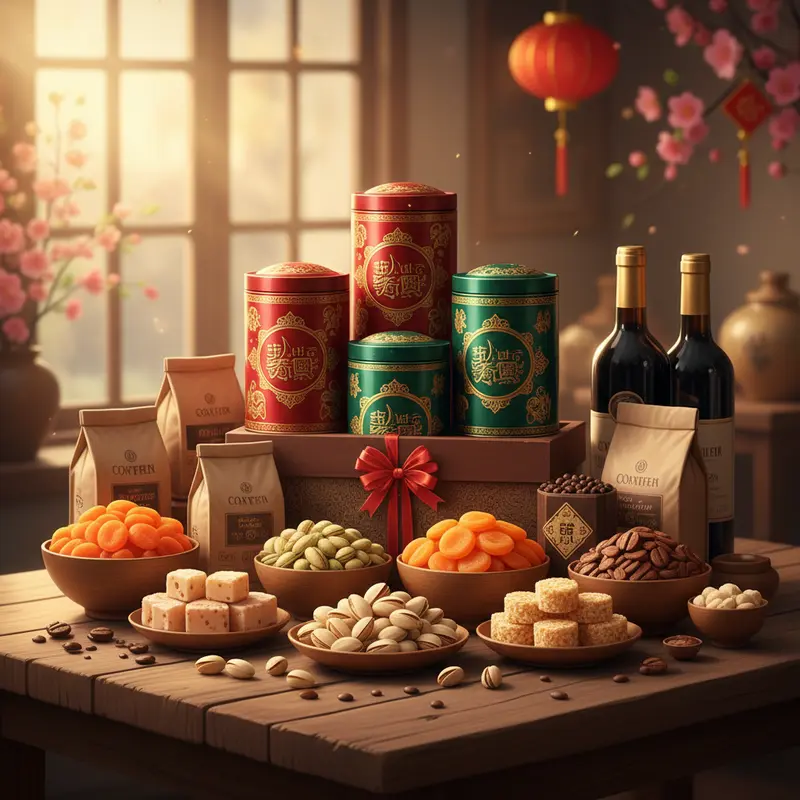 Các sản phẩm tuyển chọn cho giỏ quà Tết sang trọng.