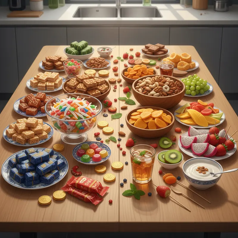 So sánh giữa mứt bánh truyền thống và món ăn vặt healthy.