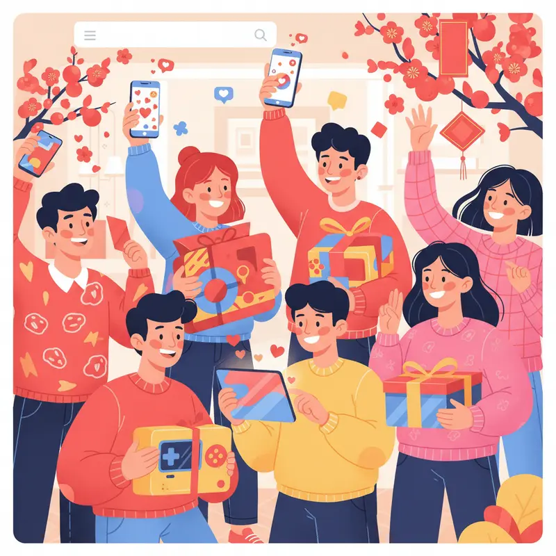 Gen Z hào hứng nhận quà Tết độc đáo trong không gian làm việc hiện đại.