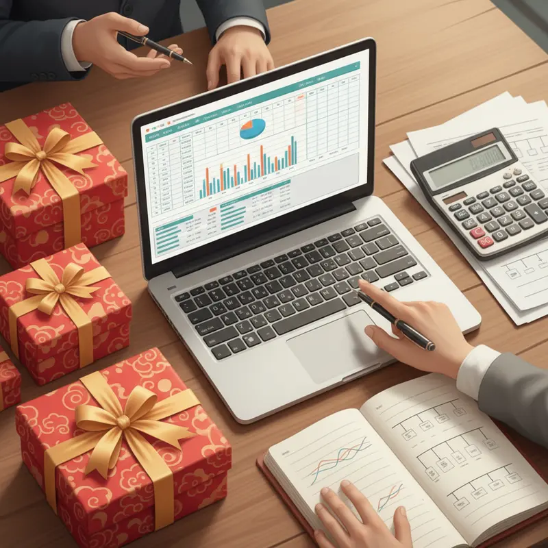 Không gian văn phòng hiện đại với các cấp bậc nhân viên nhận hộp quà Tết đa dạng.