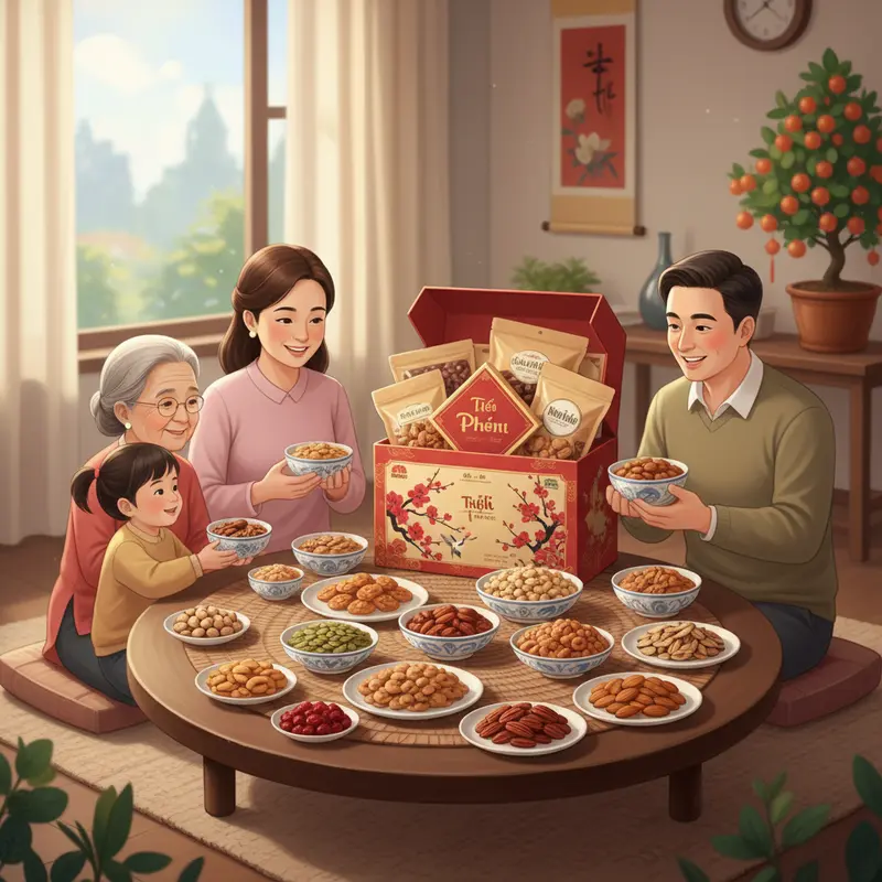 Các loại hạt phổ biến nhiều dinh dưỡng từ hộp quà Tết.