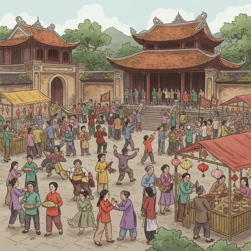 Khách hành hương trên đường về Chùa Hương đầu năm mới.