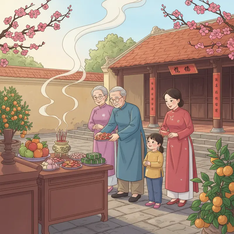 Gia đình Việt sum họp chuẩn bị hóa vàng những ngày đầu năm mới.