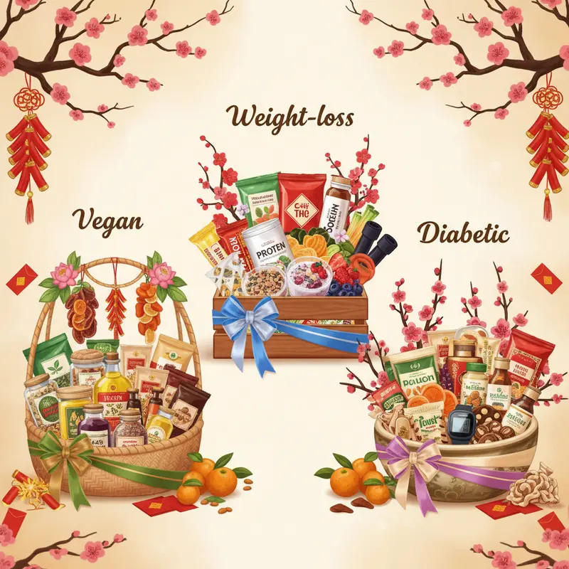 Các loại thực phẩm phù hợp cho người ăn chay và ăn kiêng, bày trí khoa học.