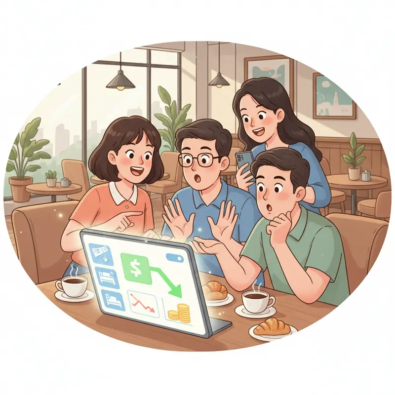 Gia đình Việt bàn bạc kế hoạch du lịch đầu năm mới.