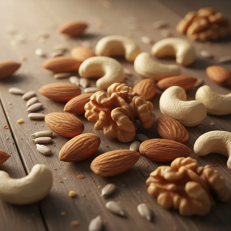 Các loại hạt dinh dưỡng tươi mới, đa dạng sắc màu.