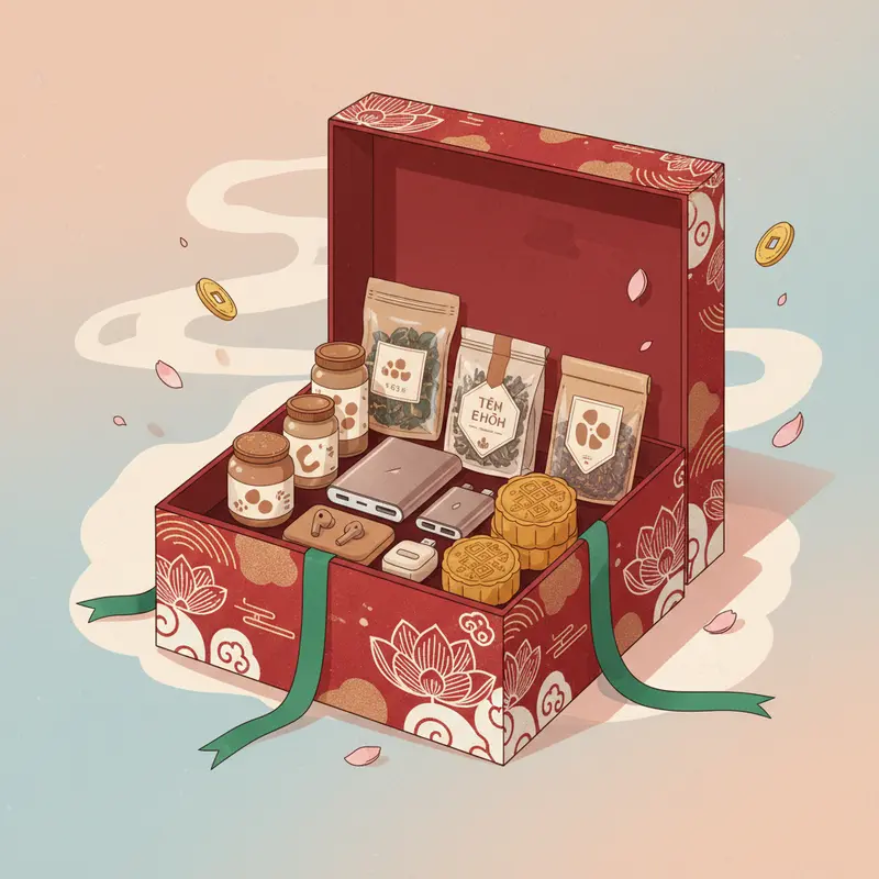 Không khí sum vầy ngày Tết với bánh chưng, mứt và mâm ngũ quả truyền thống.