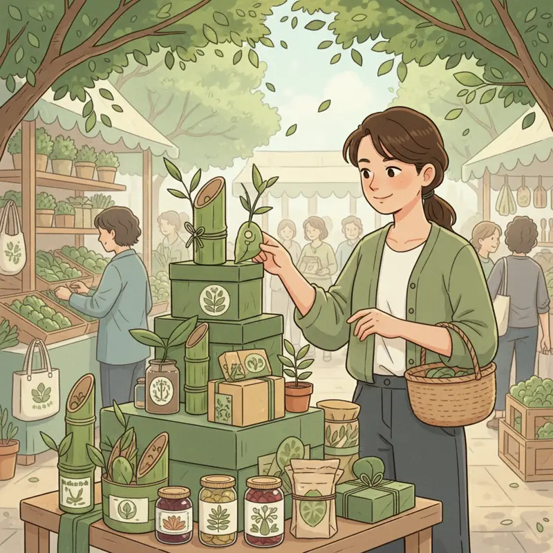 Lựa chọn quà Tết xanh tại cửa hàng có nhiều sản phẩm hữu cơ.