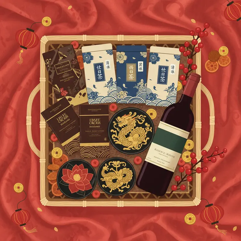 Sếp nữ nhận giỏ quà Tết sang trọng tại văn phòng.