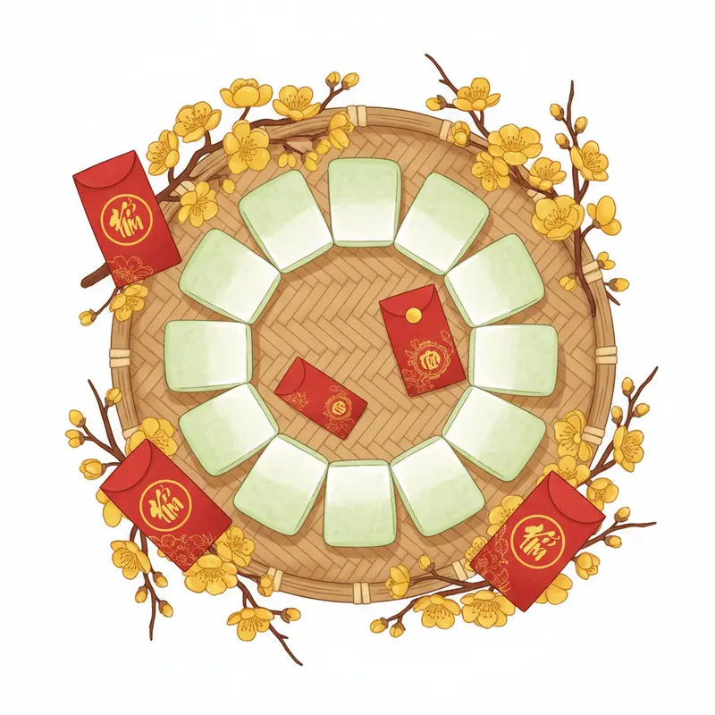 Mứt dừa trắng ngần, tượng trưng cho đoàn viên gia đình dịp Tết.