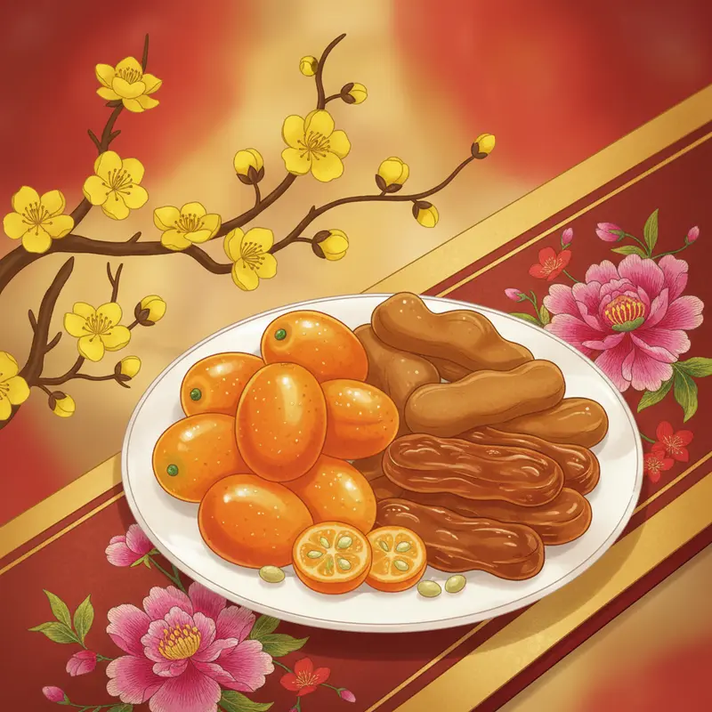 Mứt dừa trắng ngần, tượng trưng cho đoàn viên gia đình dịp Tết.