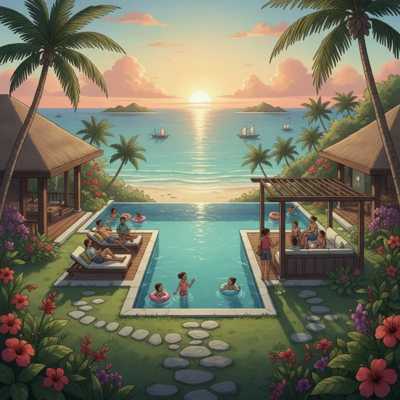 Bình minh tại một khu nghỉ dưỡng ven biển miền Trung, quyện giữa thiên nhiên và tiện nghi sang trọng.