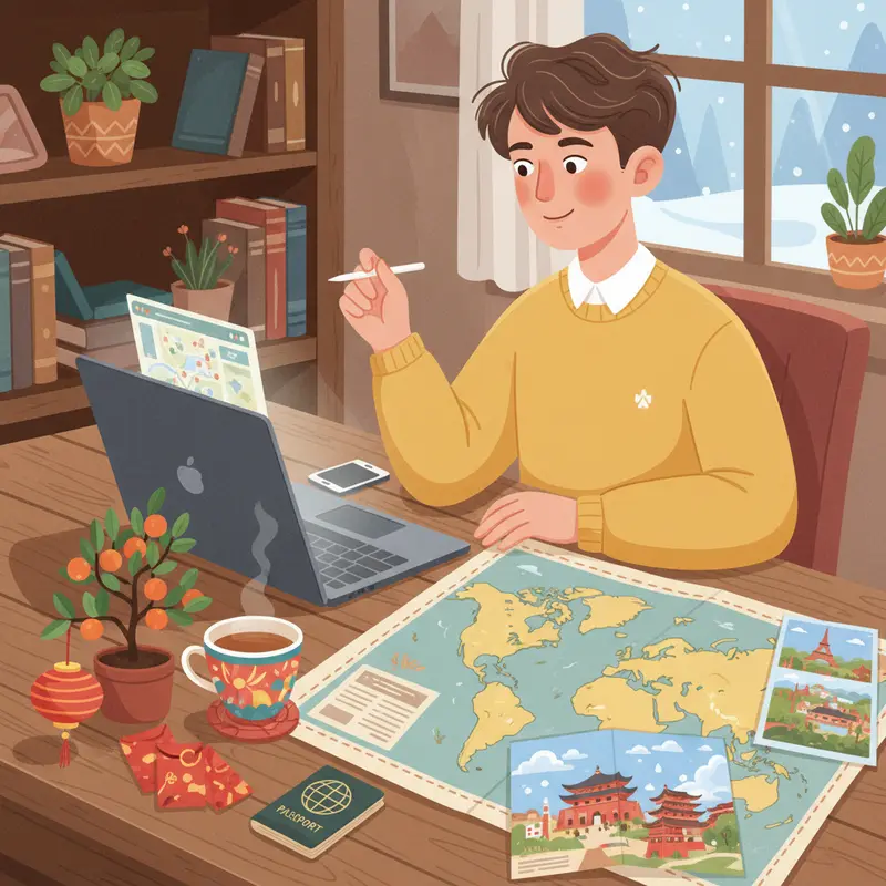 Gia đình hào hứng tại sân bay quốc tế với không khí Tết rộn ràng.