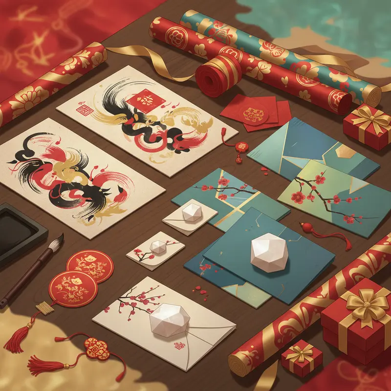 Giỏ quà Tết sang trọng cùng thiệp và lời chúc mang ý nghĩa gắn kết.