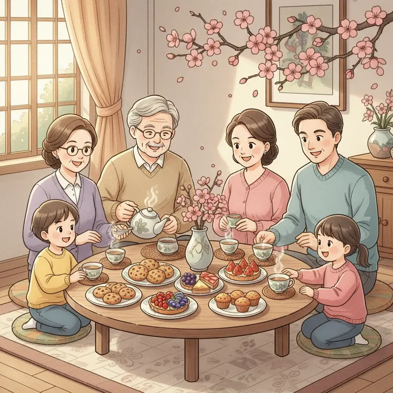 Bàn trà Tết hiện đại với các loại bánh healthy đa dạng và đẹp mắt.