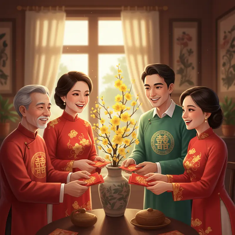 Gia đình Việt niềm nở đón khách xông đất đầu năm mới.