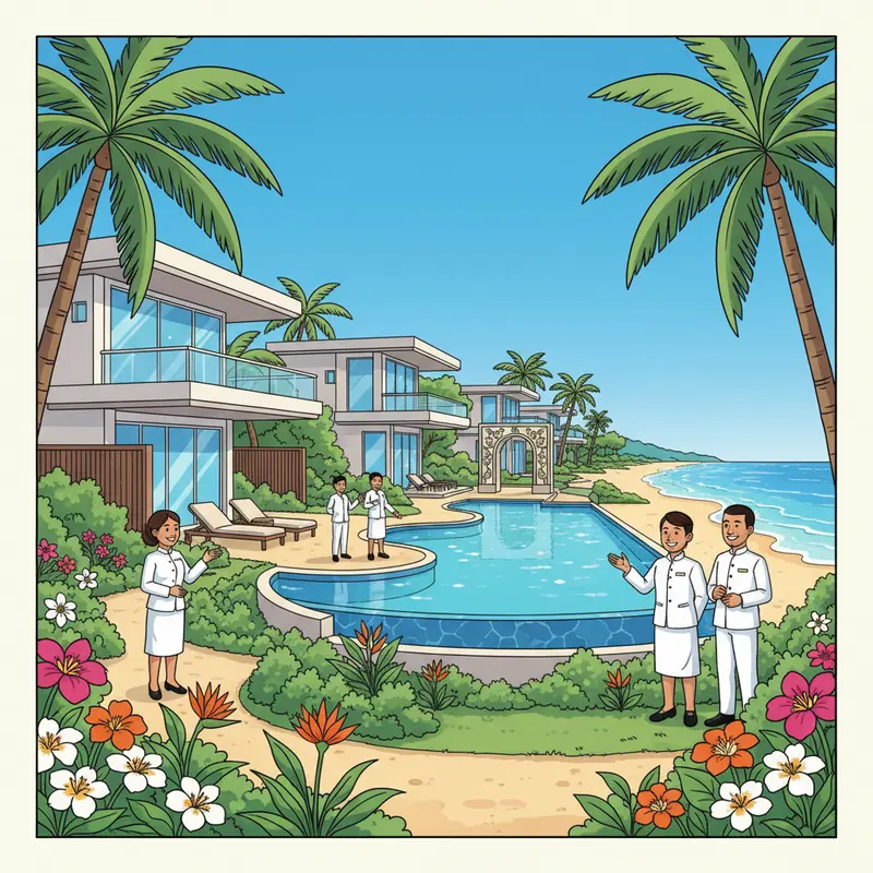 Bình minh tại một khu nghỉ dưỡng ven biển miền Trung, quyện giữa thiên nhiên và tiện nghi sang trọng.