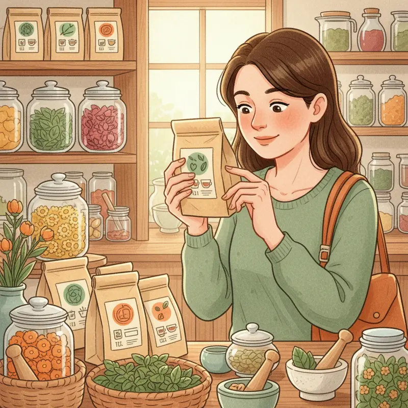 Hình ảnh trà thảo mộc được bảo quản đúng cách trong lọ thủy tinh và môi trường khô ráo.