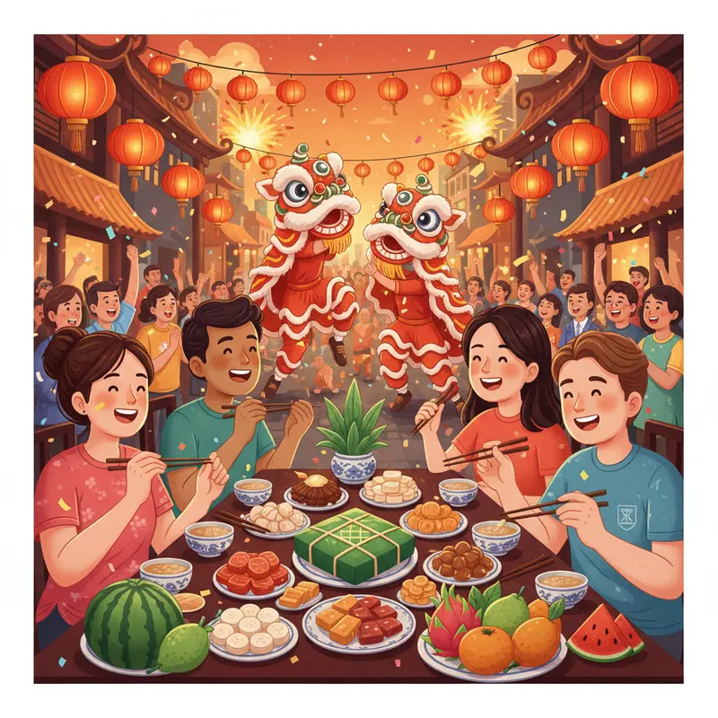 Gia đình cùng chia sẻ khoảnh khắc du lịch Tết bên thiên nhiên.