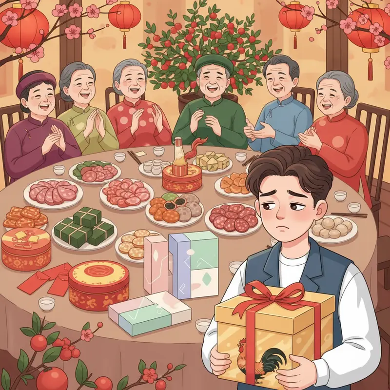 Gen Z hào hứng nhận quà Tết độc đáo trong không gian làm việc hiện đại.