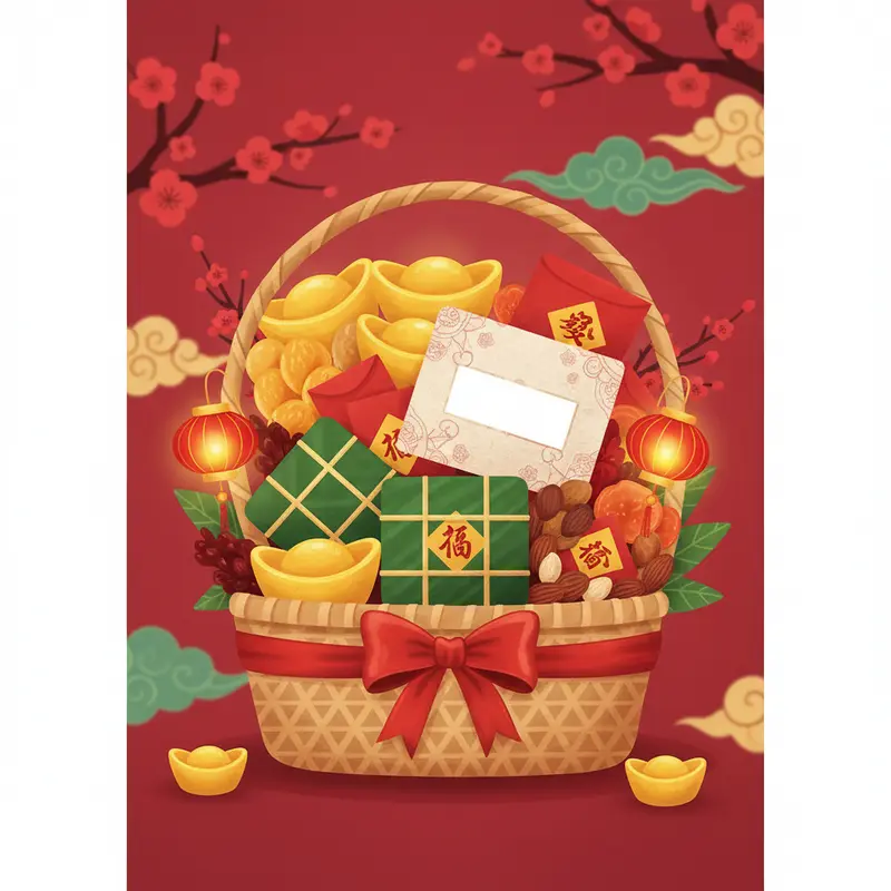 Trao giỏ quà Tết sang trọng trong khung cảnh sum vầy ấm áp.