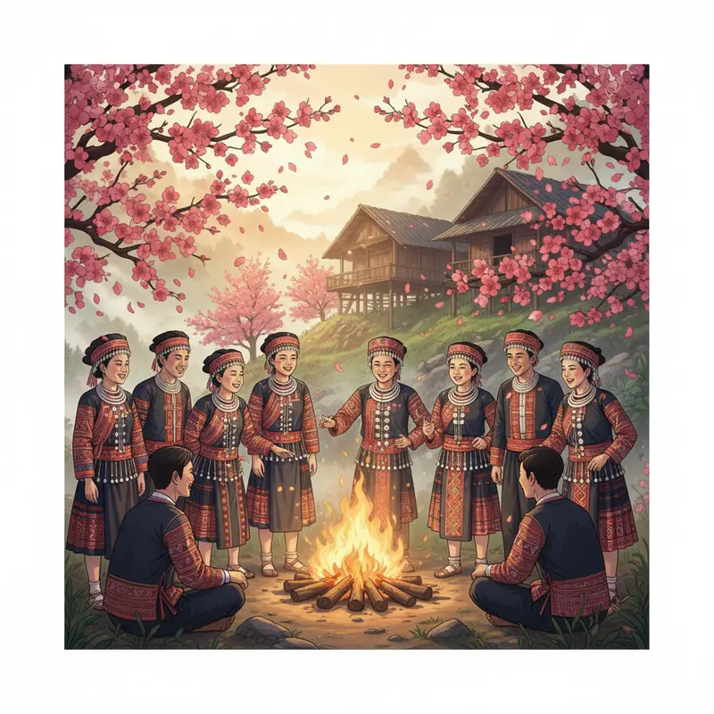 Hình ảnh đại diện thể hiện sự đa dạng văn hóa và không khí lễ hội Tết của các dân tộc vùng cao Việt Nam.