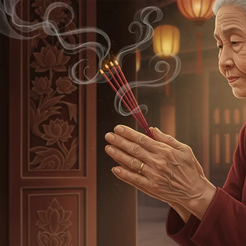 Khoảnh khắc thành kính dâng hương cầu an đầu năm