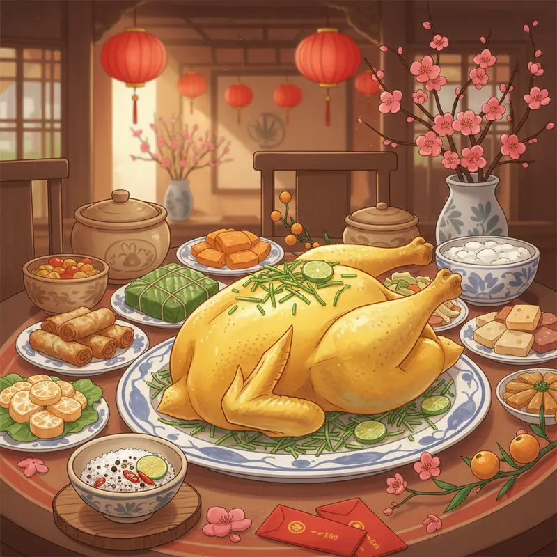 Bánh Chưng xanh với nhân thịt mỡ đậu xanh vàng óng.