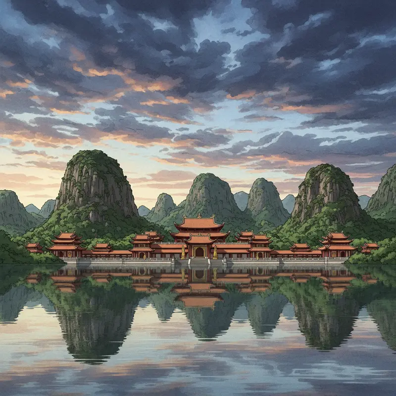 Chùa Đồng trên đỉnh thiêng Yên Tử trong sương sớm.