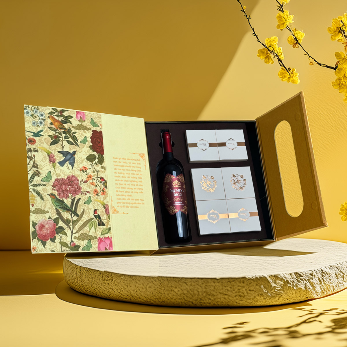 Hộp Quà Tết Maison Cát Tường - Rượu vang, sang trọng