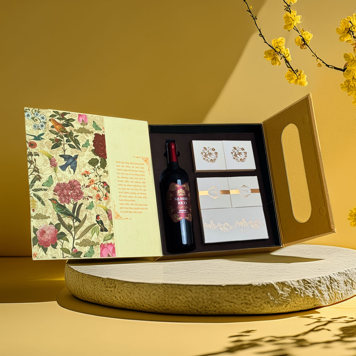 Hộp Quà Tết Maison Cát Tường - Rượu vang, sang trọng