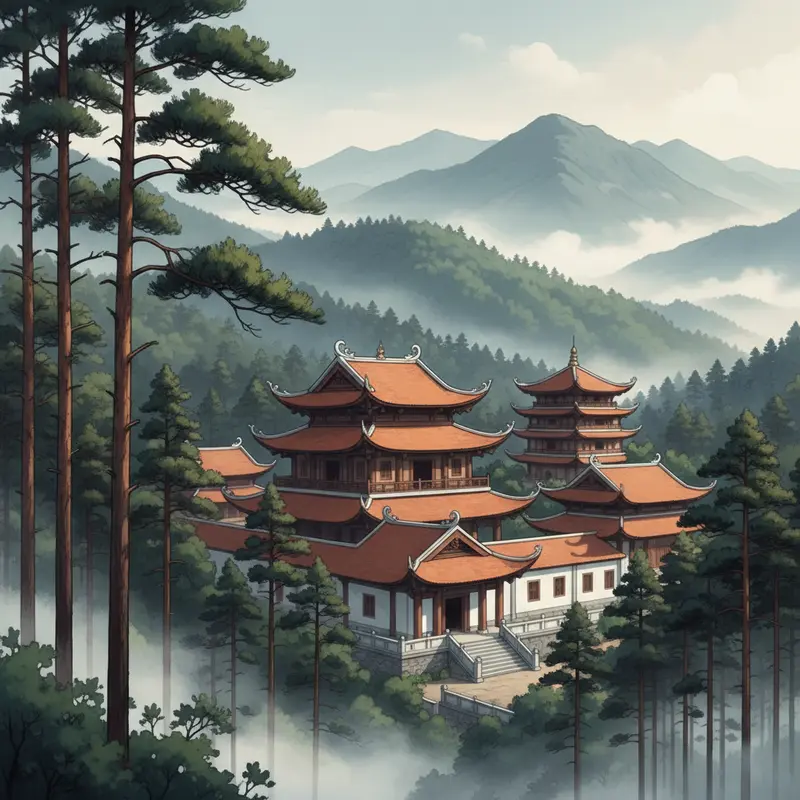 Chùa Đồng trên đỉnh thiêng Yên Tử trong sương sớm.