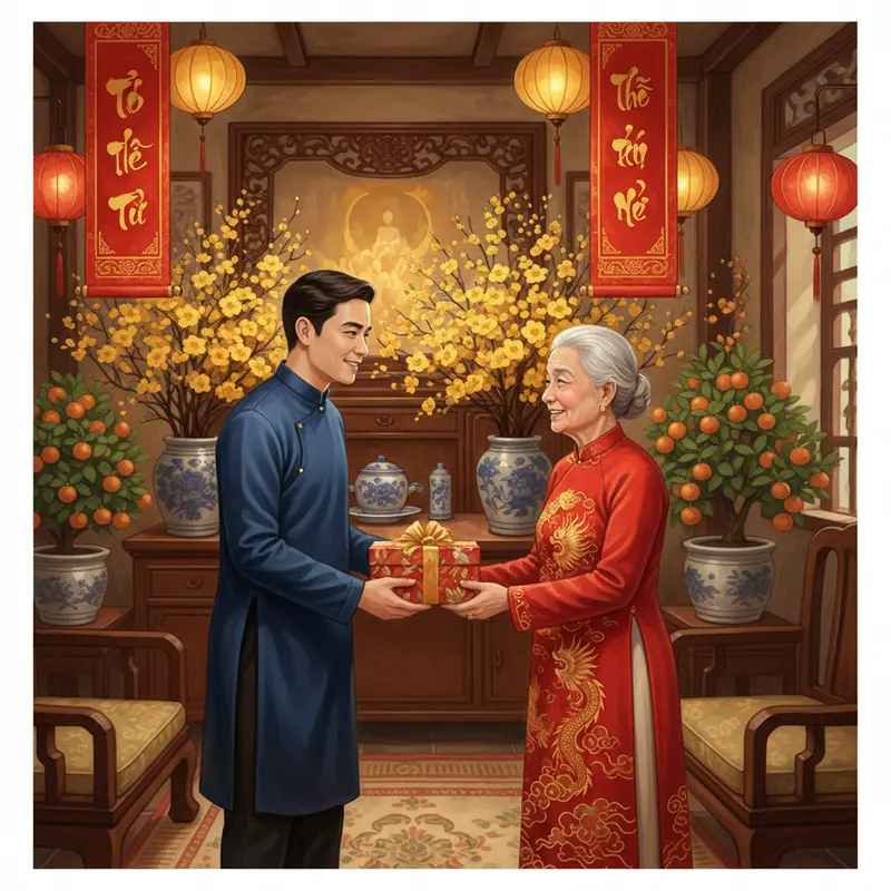 Sự tinh tế khi thăm nhà người Việt dịp Tết thể hiện qua từng cử chỉ nhỏ.