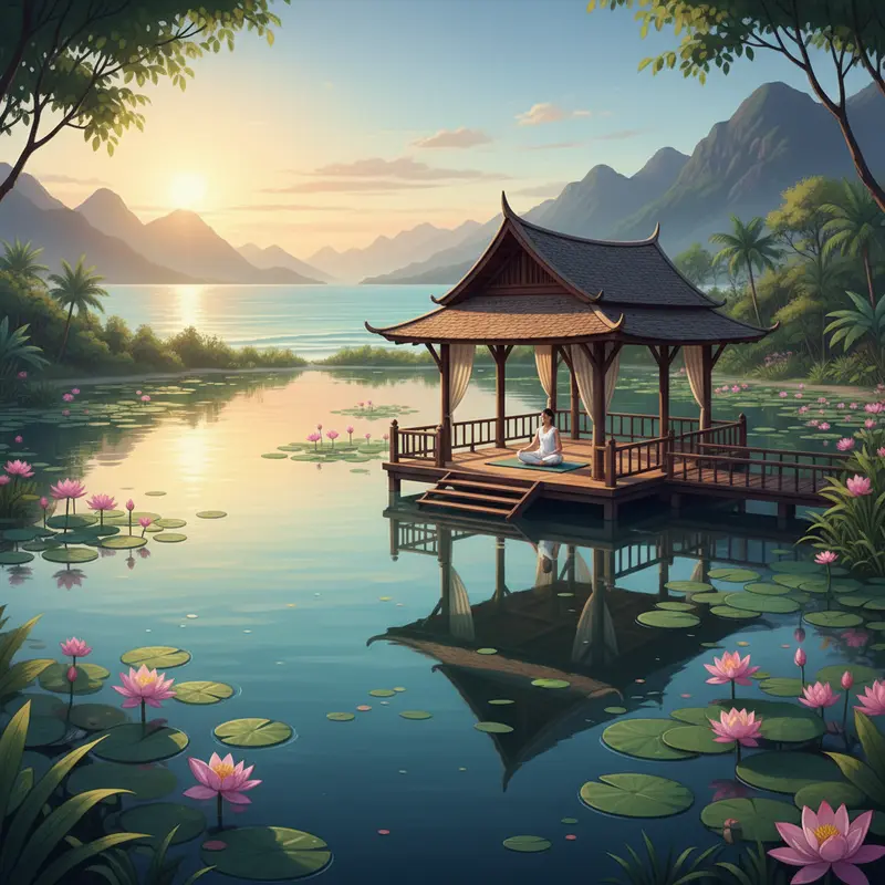 Không gian tĩnh lặng mang đậm nét kiến trúc cổ tại Legacy Yên Tử.