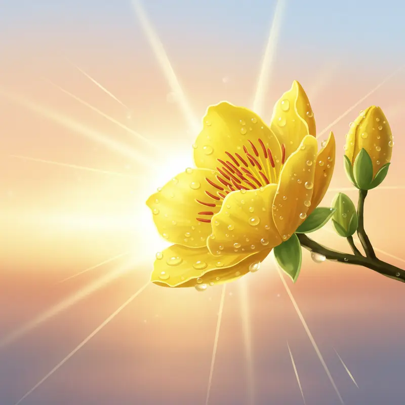 Sắc vàng hoa mai là biểu tượng của sự thịnh vượng và may mắn ngày Tết.