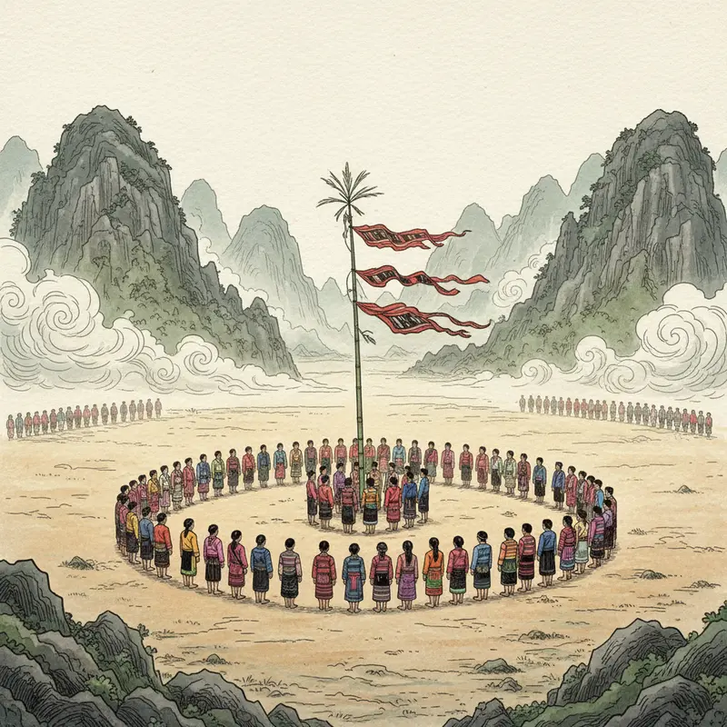 Không gian lễ hội Gầu Tào giữa thiên nhiên hùng vĩ của Hà Giang.