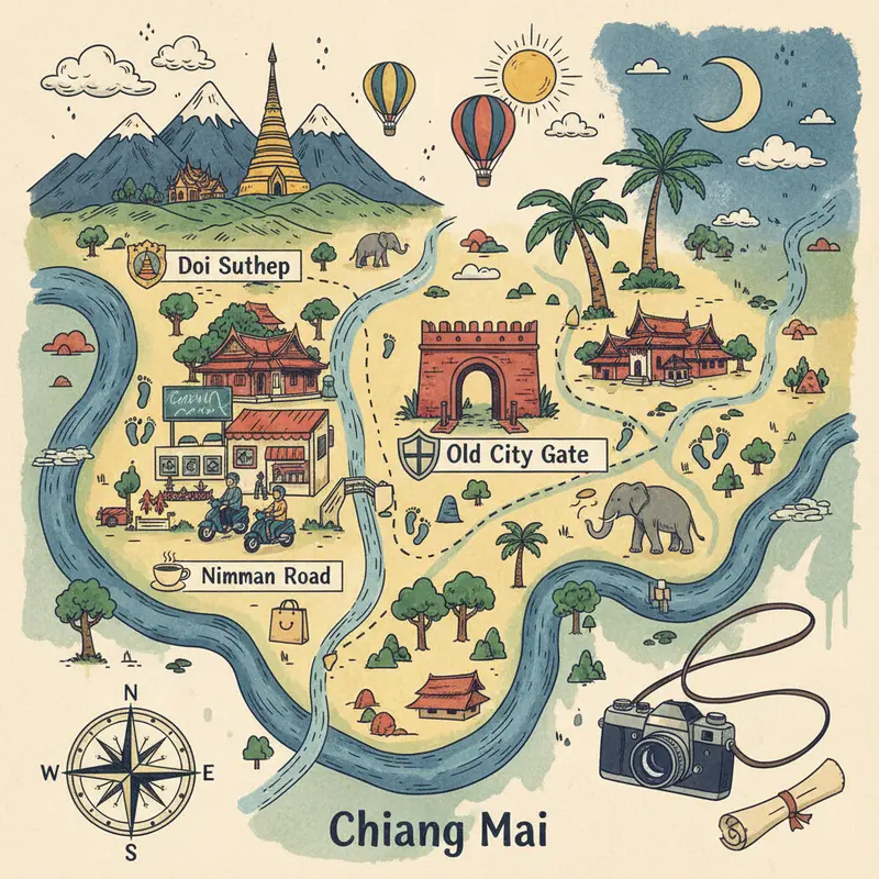 Sự đối lập giữa sự náo nhiệt của Bangkok và vẻ bình yên của Chiang Mai.