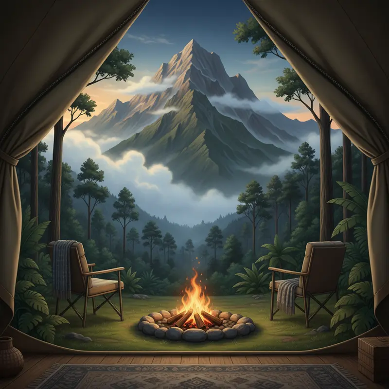 Không gian bên trong lều Glamping với tiện nghi như khách sạn.